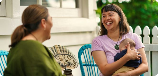 Two women talking