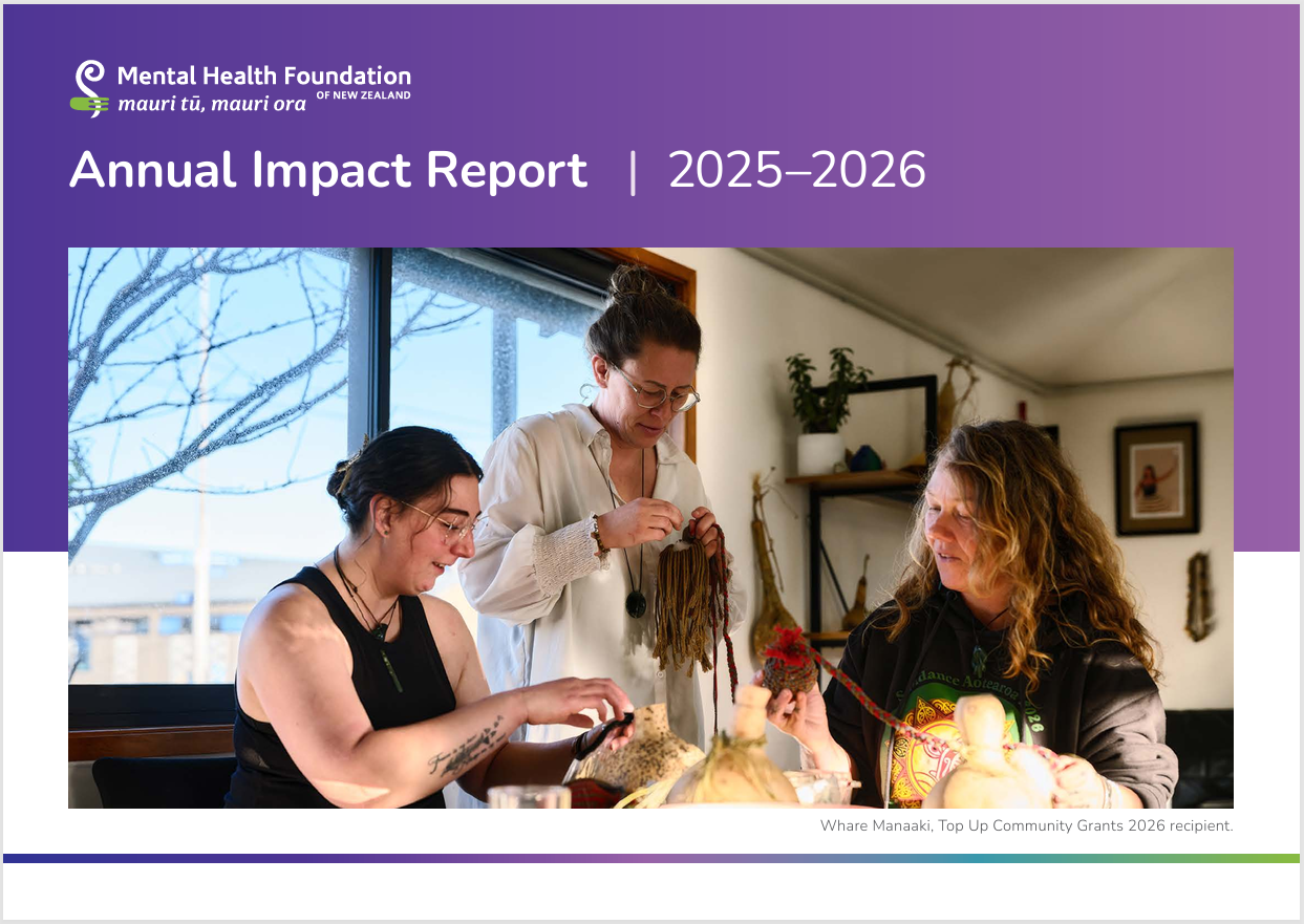 Cover of the 2025-2026 Annual Report of the Mental Health Foundation of New Zealand