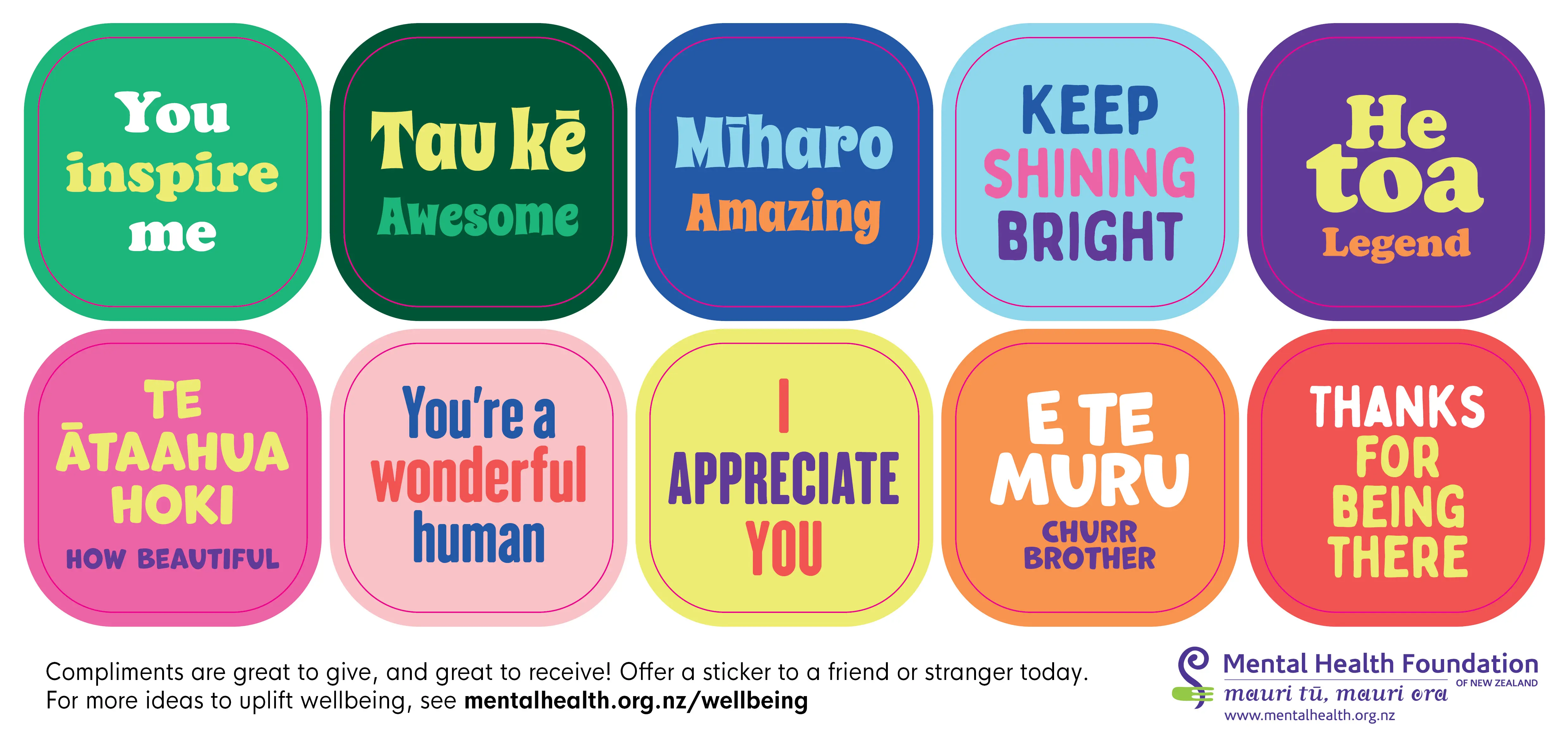 Sticker Printable Compliments Compliment Stickers Resource | Mental Health Foundation